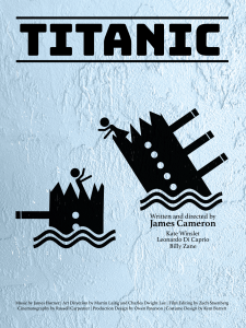 Minimalist approach poster of the Titanic movie.